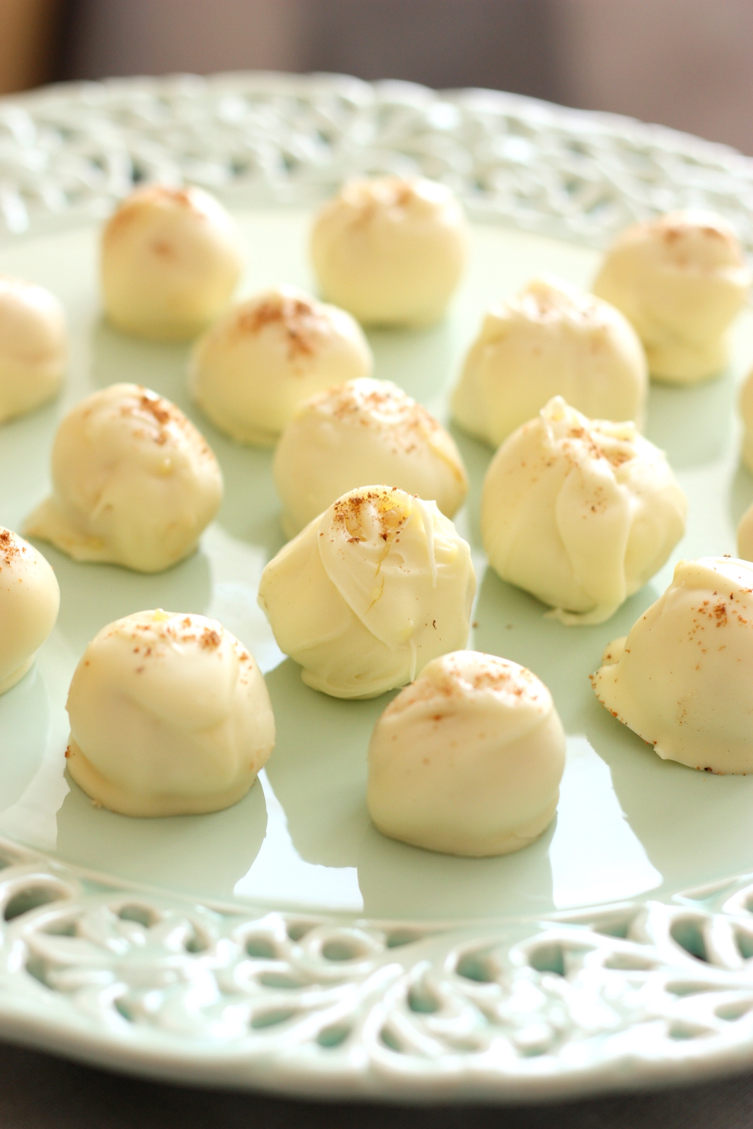 baking = love White chocolate eggnog truffles for Baking for Hospice