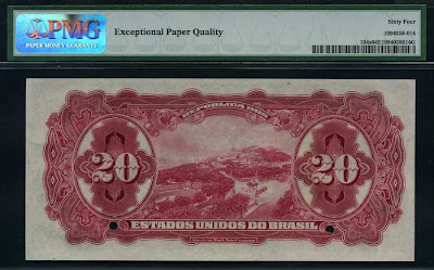 Brazil money 20 Mil Reis bank note