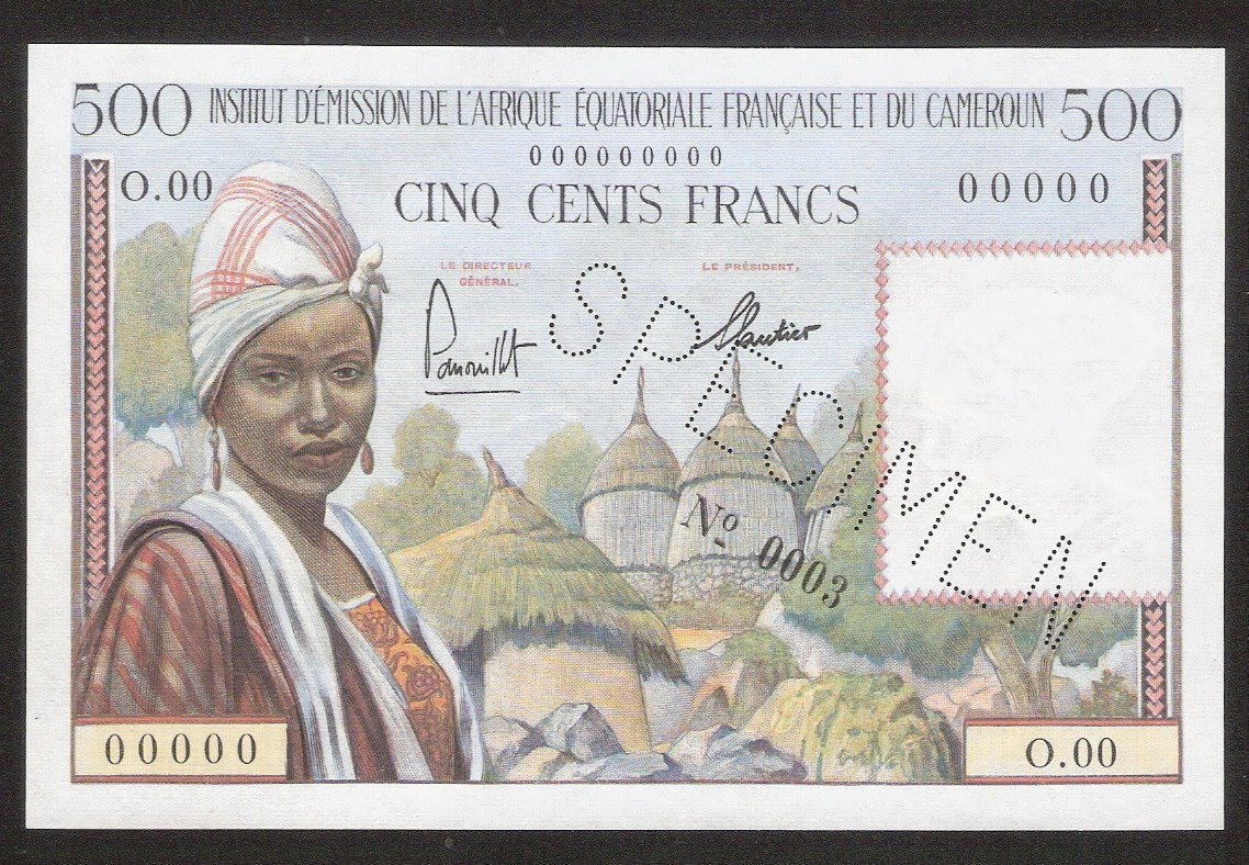 Vacío documental France+Equatorial+Africa+%26+Cameroun+500+Francs+SPECIMEN+f