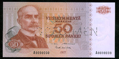 Collectible Banknote FINLAND 50 MARKKAA SPECIMENbanknotes pictures