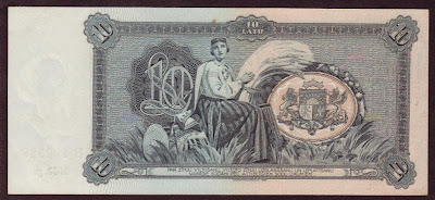 10 Latvian Lati Latu paper money
