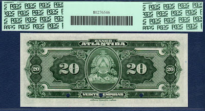 Honduras bank notes Banco Atlantida 20 Lempiras banknote bill