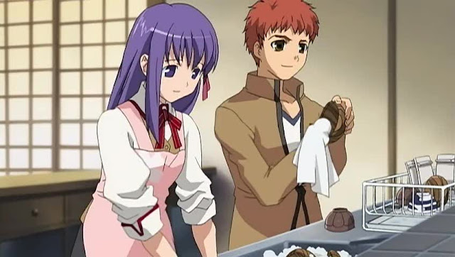 Shiro doing the dishes with Sakura