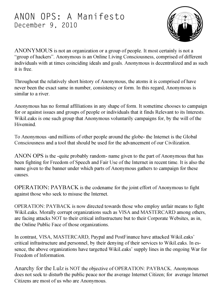 Anon ops manifesto