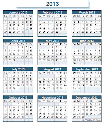 Yearly Calendar 2013 Printable on Year 2013 Calendar Gif