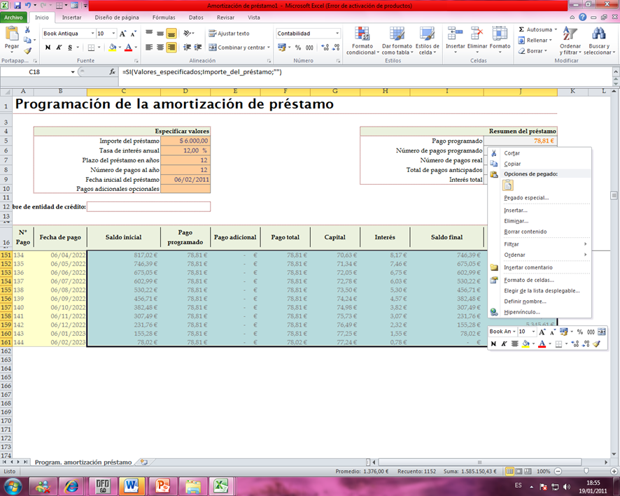 Como Se Calcula La Amortizacion De Un Prestamo En Excel tasas