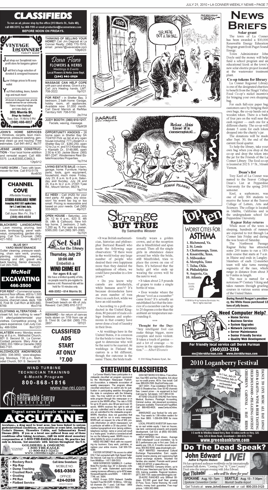 La Conner Weekly News Classified Ads