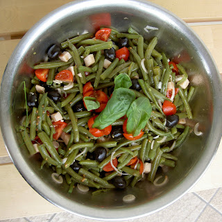 fagiolini lessati con pomodorini cipollotti e pomodorini