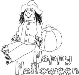 Halloween coloring poster of scarecrow