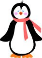 Penguin clip art, graphic of penguin with winter scarf