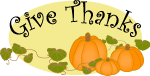 give thanks word art with pumpkins clip art