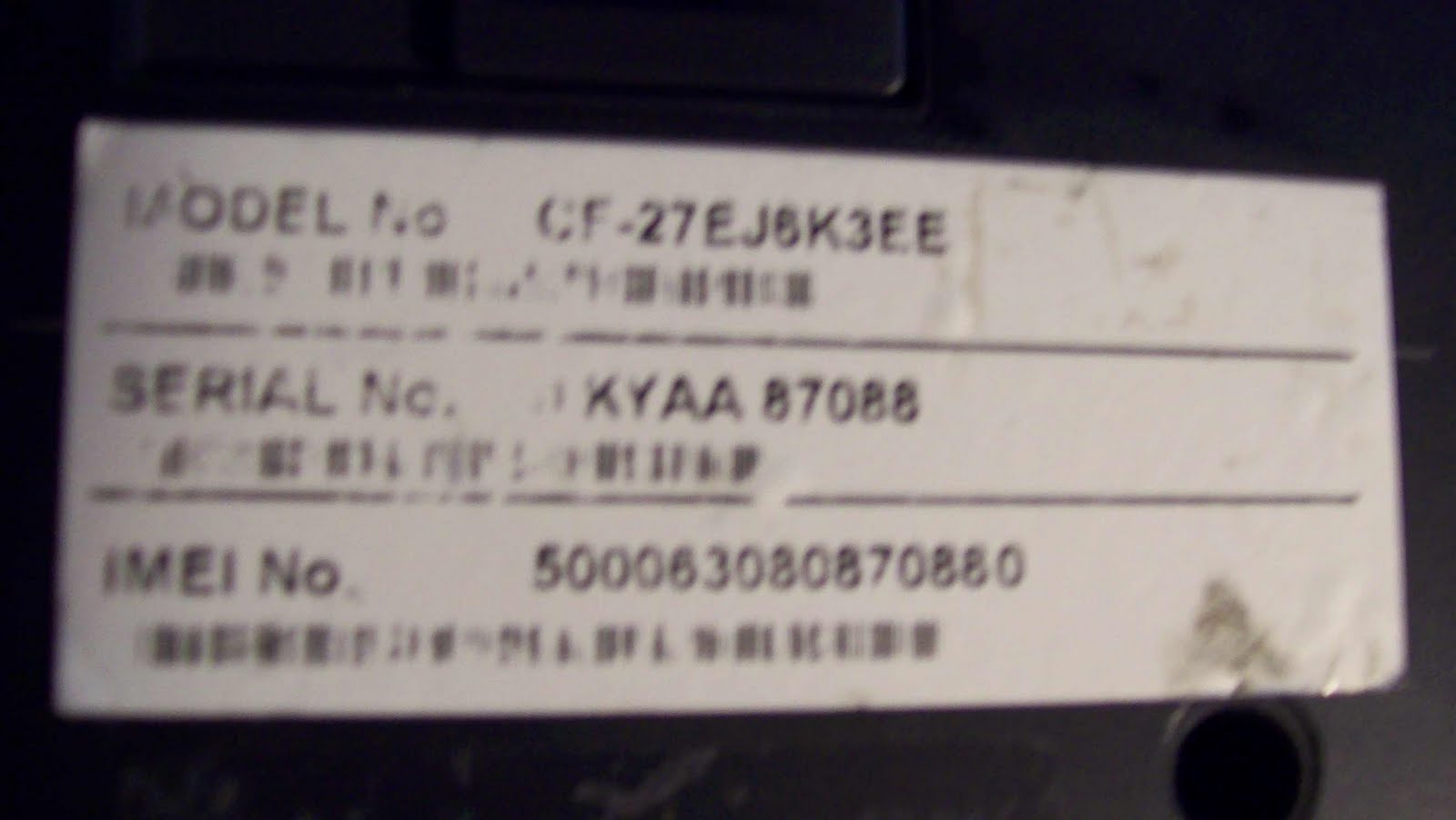 Panasonic Toughbook Serial Number Breakdown