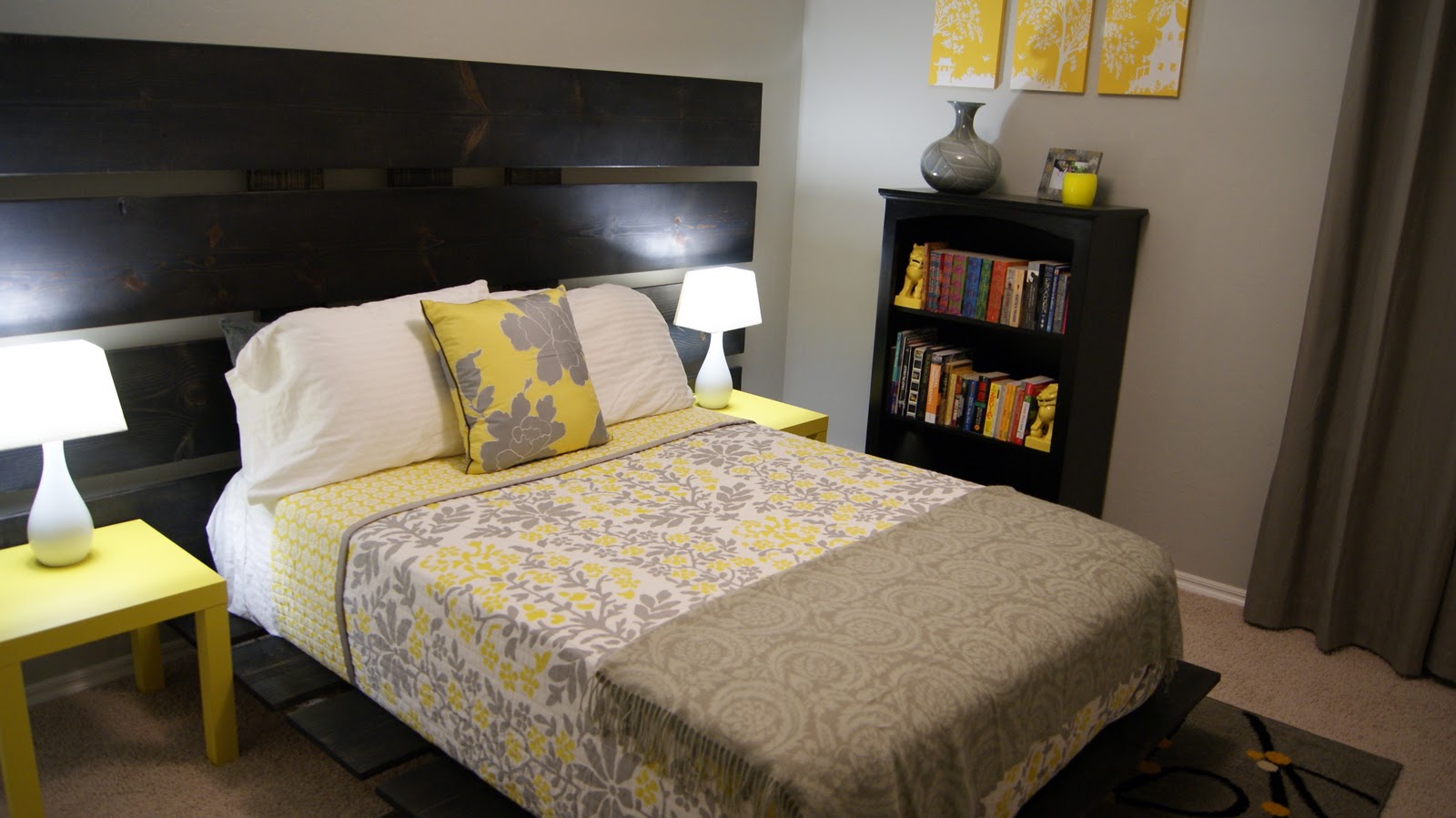 Simple Yellow Gray Bedroom for Living room