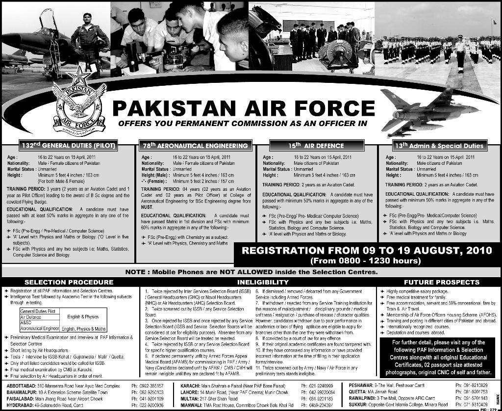 pakistan air force offers permanent commission as an officer