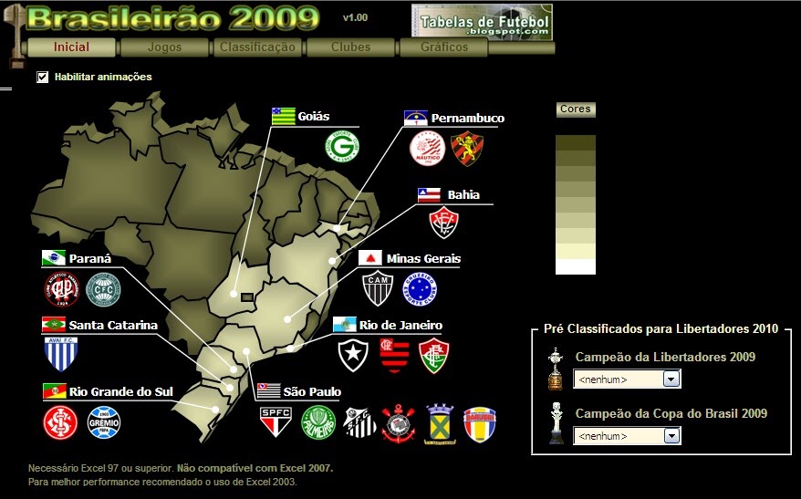 Tabelas de Futebol TABELA BRASILEIRÃO 2009