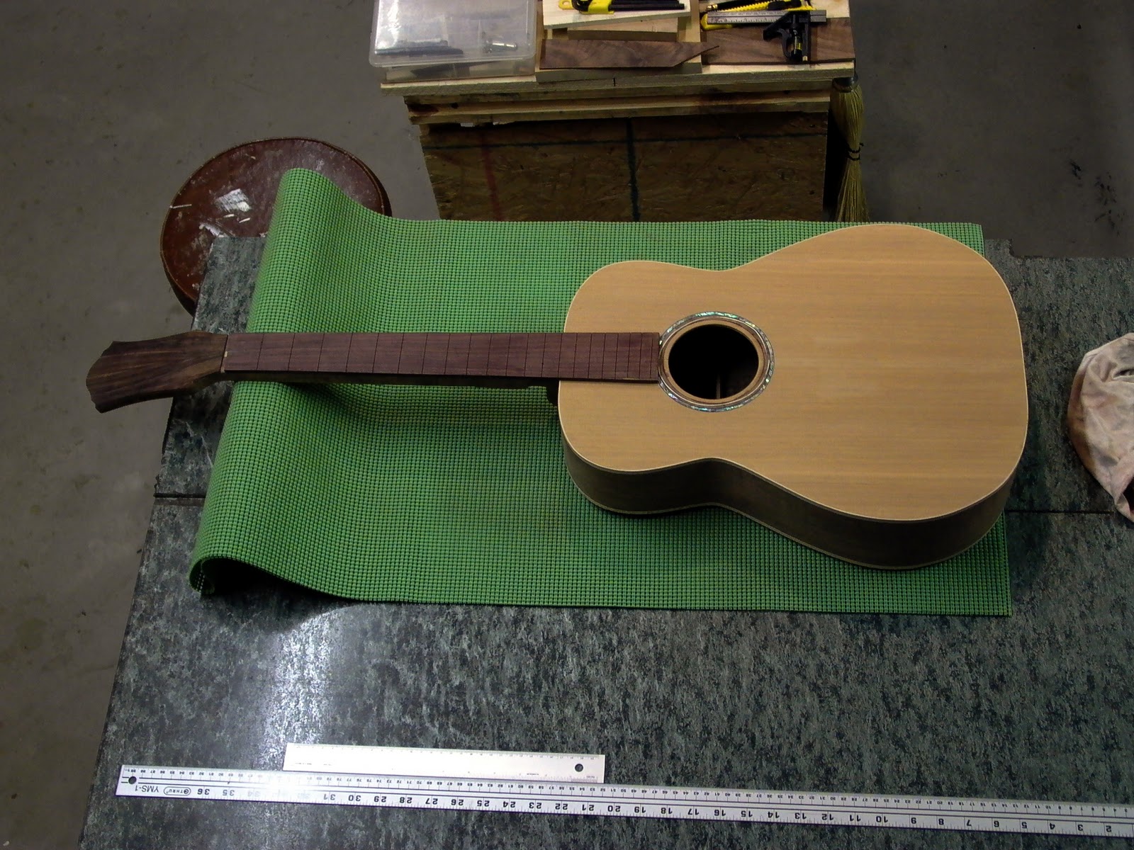 ThreeQuartersLeft: Ready to decorate acoustic guitar.