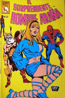 So, is Viking Santa there presenting this comely lass to Spider-Man and if so why does he look so furious about it?