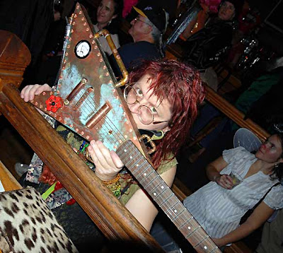 Ellie with steampunk Flying V Ellie with steampunk Flying V