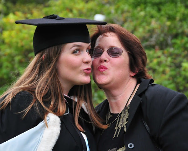 Air kissing congrats from Mum