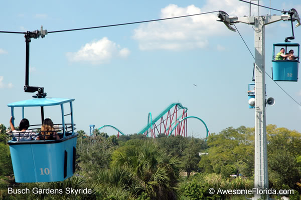 this is the skyride in Bush Gardens, Tampa, Florida