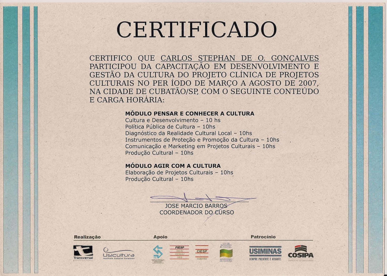 HISTÓRICO DO PROFESSOR STEPHAN