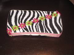 Zebra w/ green and pink flowers