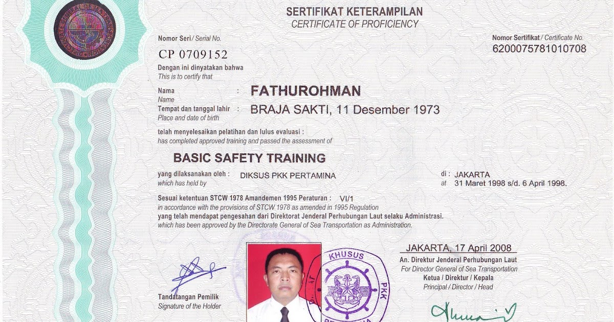 CV FATHUROHMAN Basic Safety Training