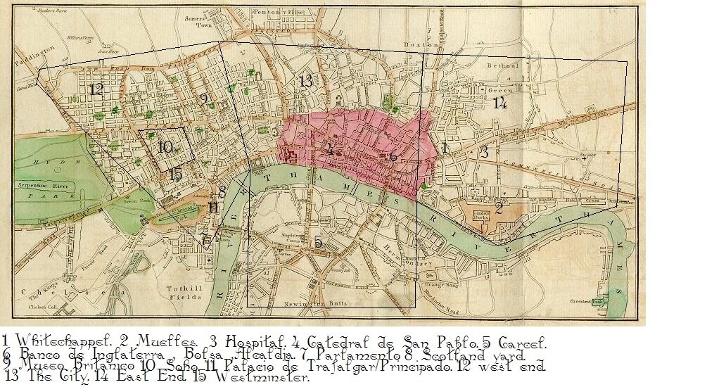 Roma nocturno: Mapa Londres.