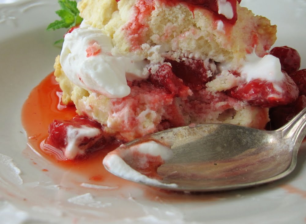 last call for corn oldfashioned strawberry shortcake with drop biscuits