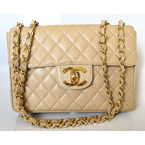 Chanel Beige Quilted Caviar Leather Jumbo Classic Double Flap Bag