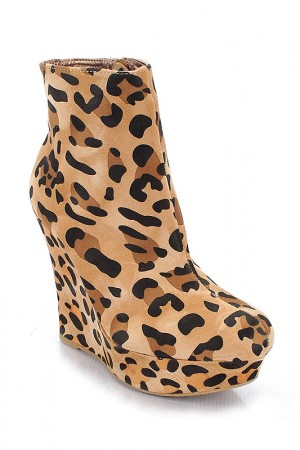 Leopard Wedge Boots