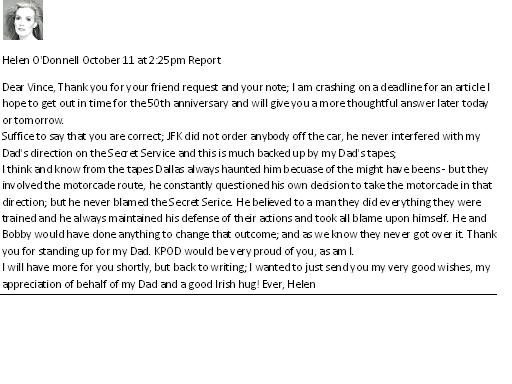 Helen O'Donnell, Kenny's daughter, confirms my research