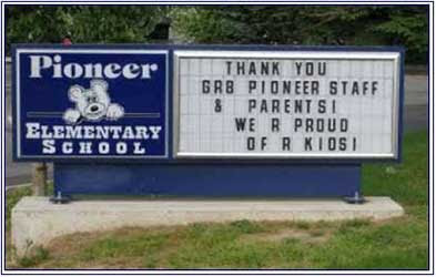 school sign with text message