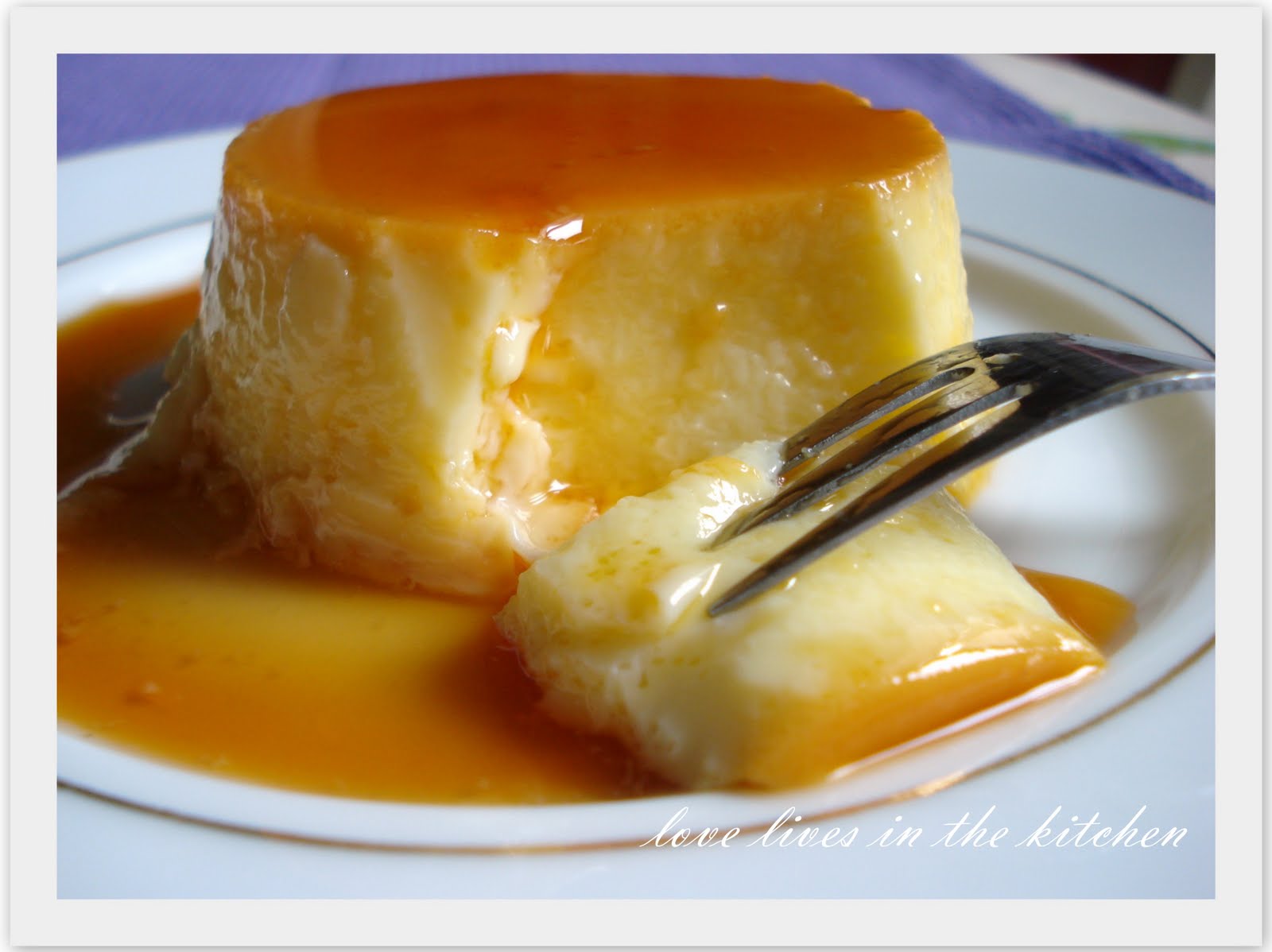 love lives in the kitchen creme caramel