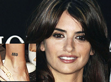 Penelope Cruz wrist and number tattoo design