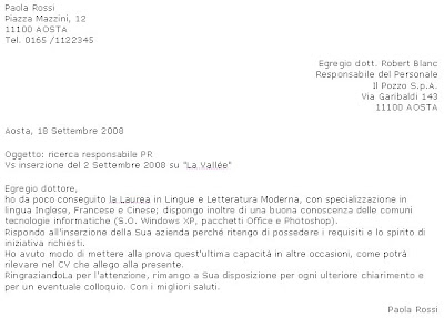 lettara di presentazione