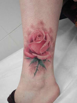 3D Flower Foot Tattoo Picture