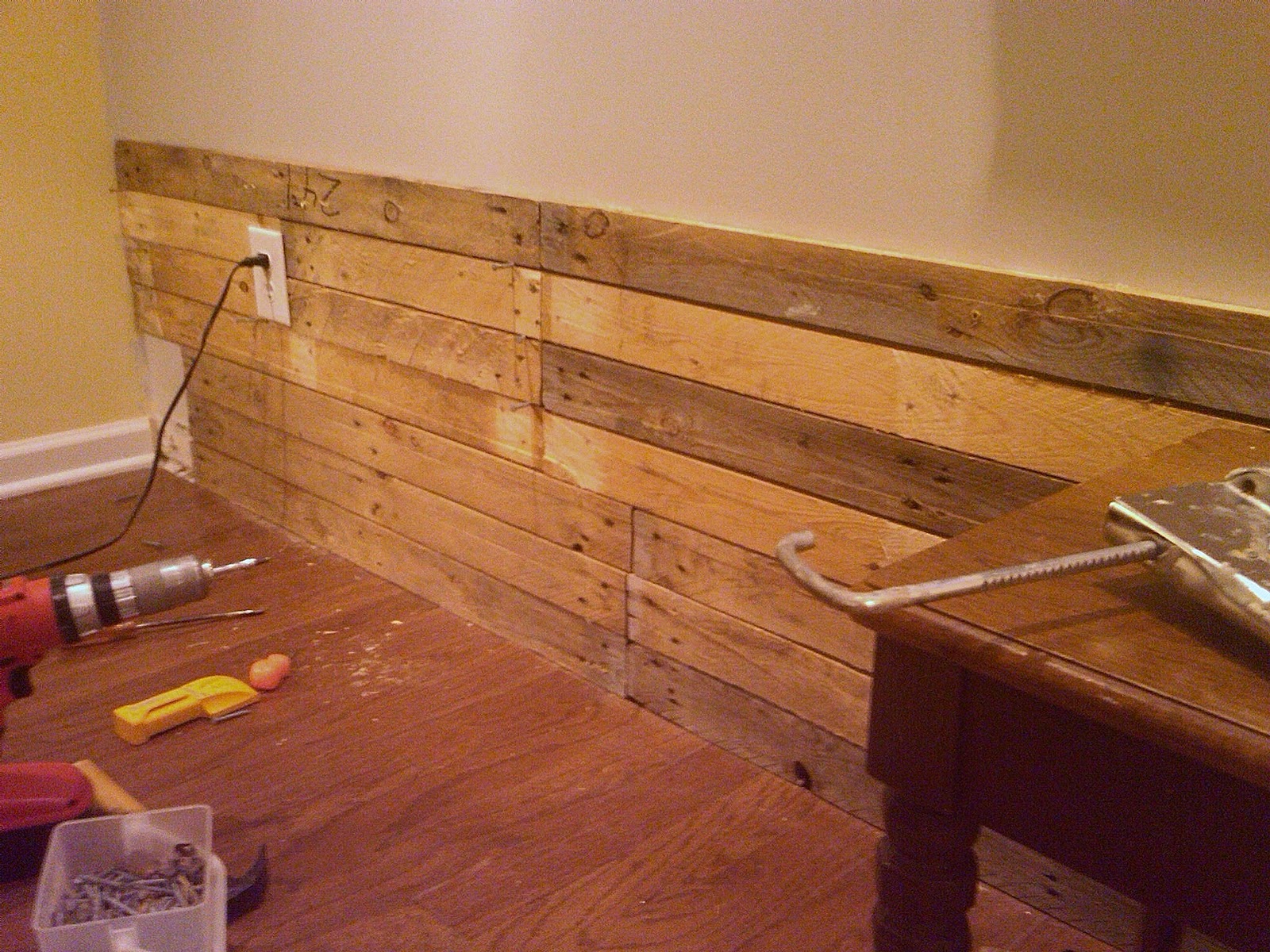 Living Room Wall in progress Mom and Her Drill