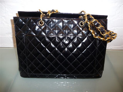 Chanel black patent Jumbo tote bag, c.1980. SOLD