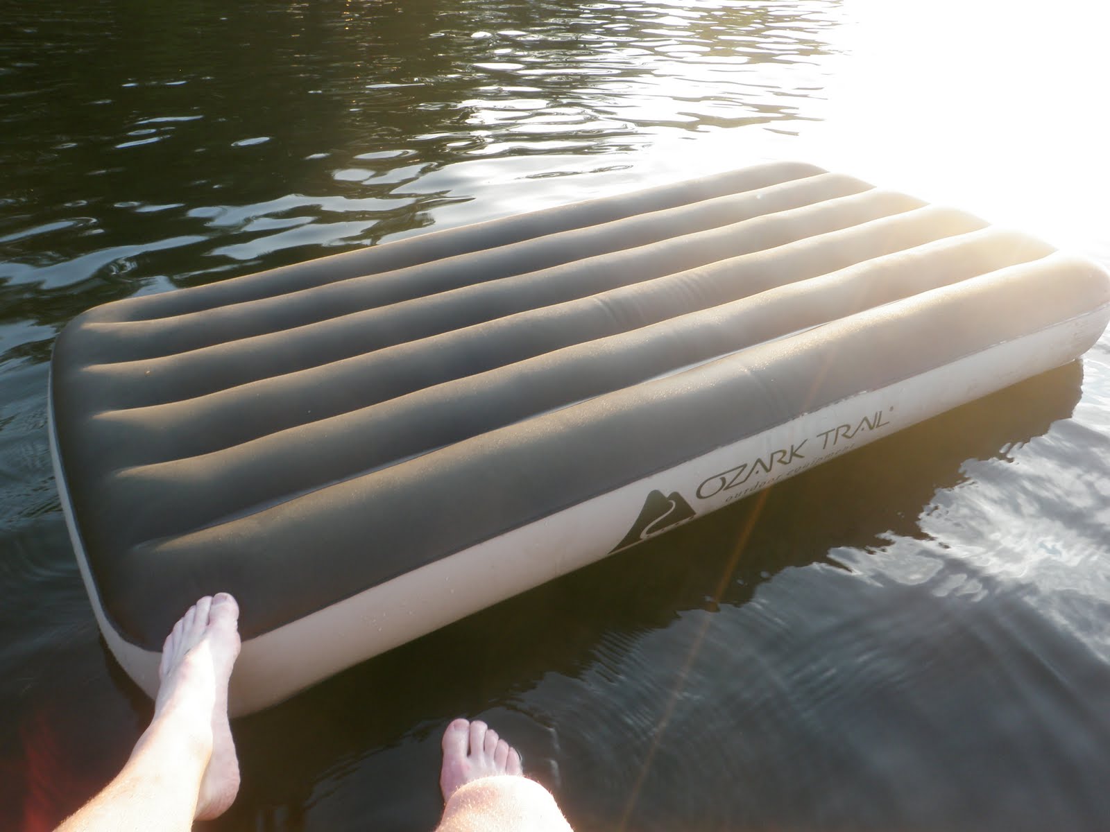 floating on an air mattress