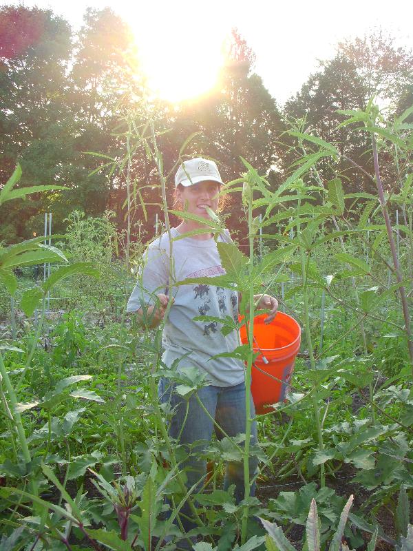Natalie in her okra
