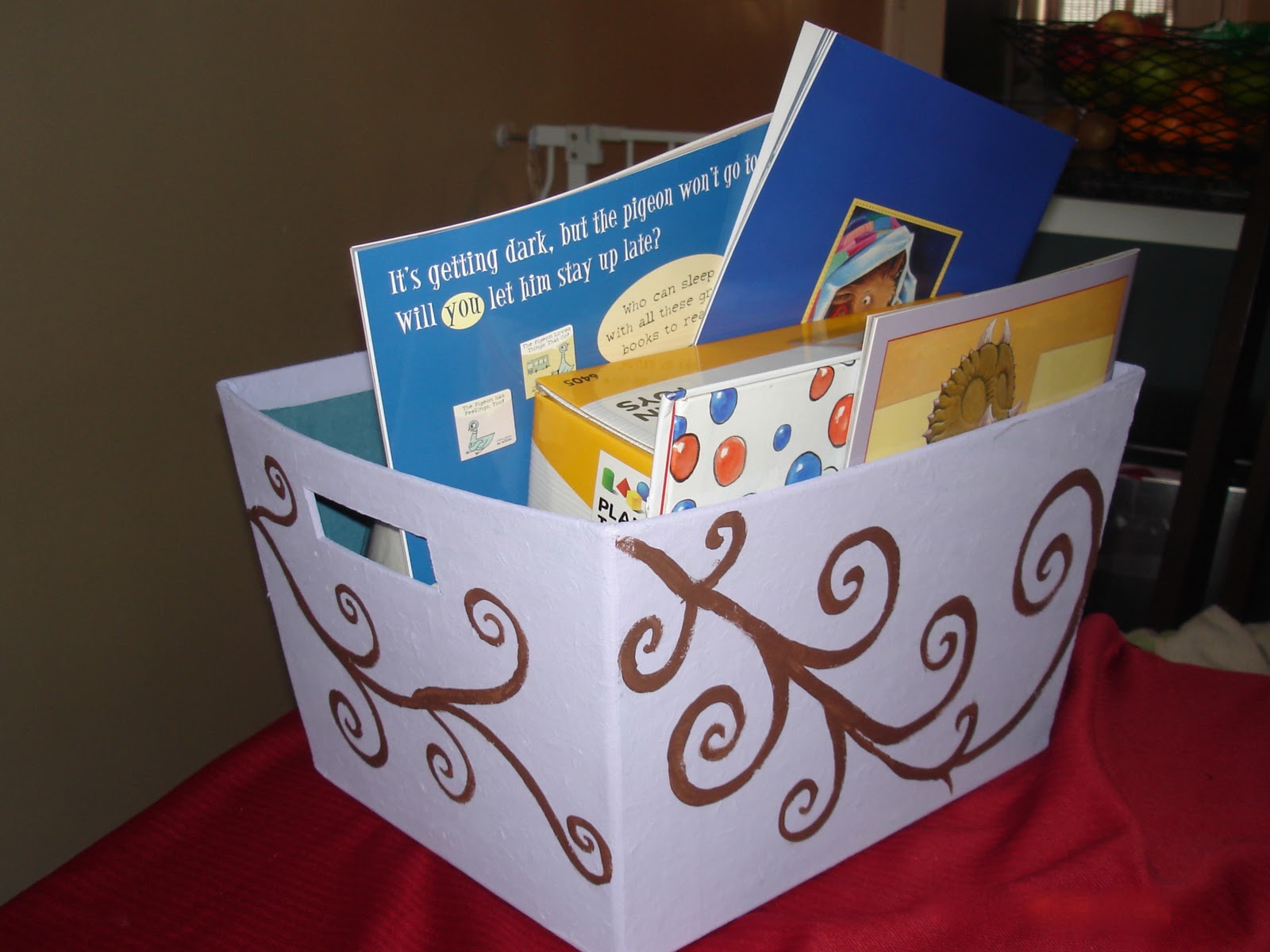 Handpainted Personalized Book Basket momnivore's dilemma