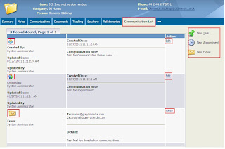 Communications list in forum view in Sage CRM