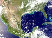 Vista satelital del Golfo de México