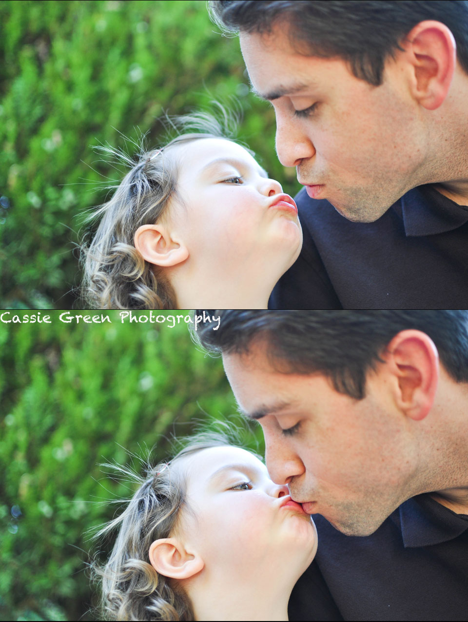Daddy kisses daughter