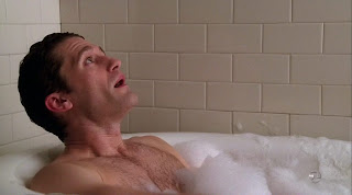 Matthew Morrison is shirtless in a hot tub (not showing much though) on the...