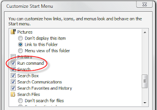 start menu Get/Add the RUN command in Windows Vista Start Menu