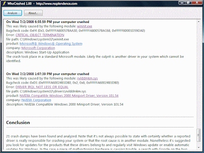 Find The Drivers That Crashed Your System with WhoCrash