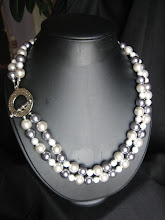 Duplo Cinza escuro, cinza claro e brilhantes com fecho / Dark and Ligth Grey and Glitter necklace