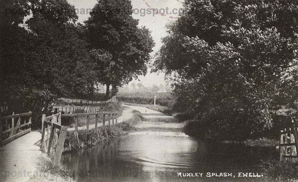 Postcards Then and Now Ewell, Surrey, Ruxley Splash c1910